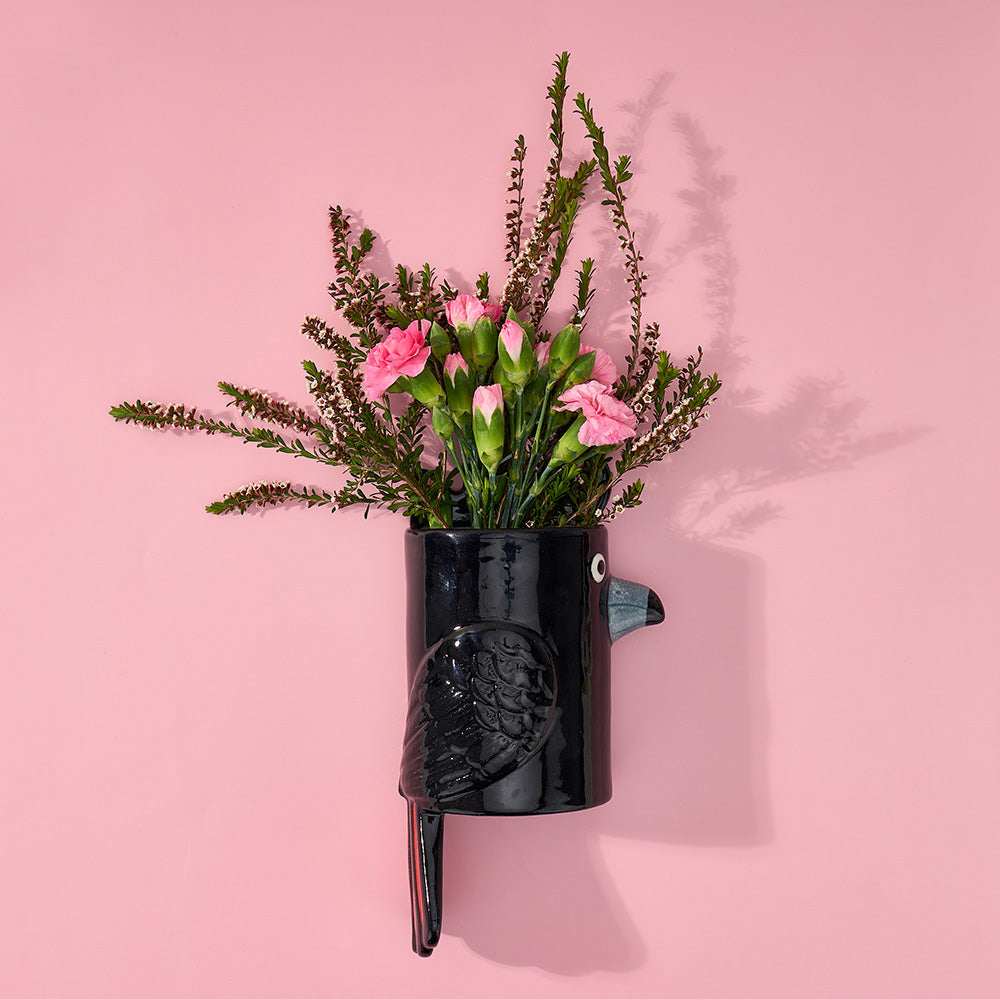 BLACK COCkATOO WALL PLANTER