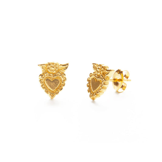 Mexican Folk Heart Studs