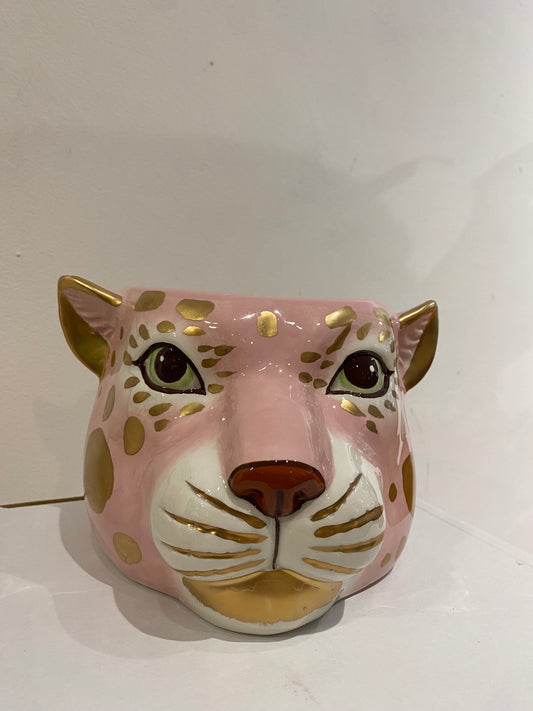 CERAMIC CHEETAH HEAD PLANTER