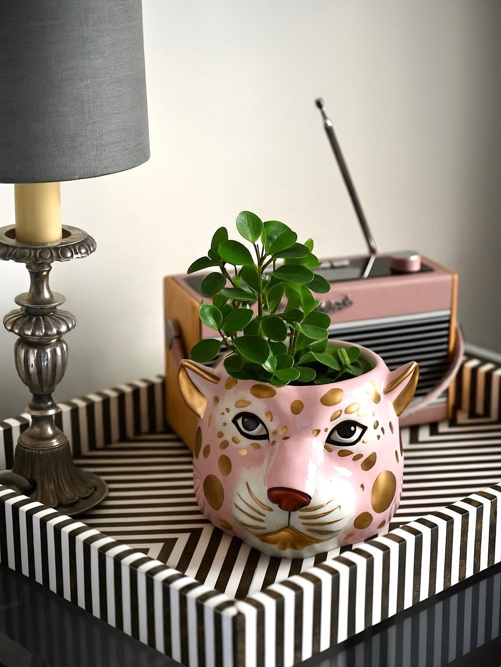CERAMIC CHEETAH HEAD PLANTER