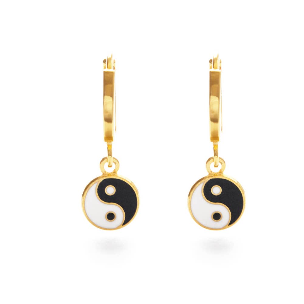 Yin Yang Huggie Hoops